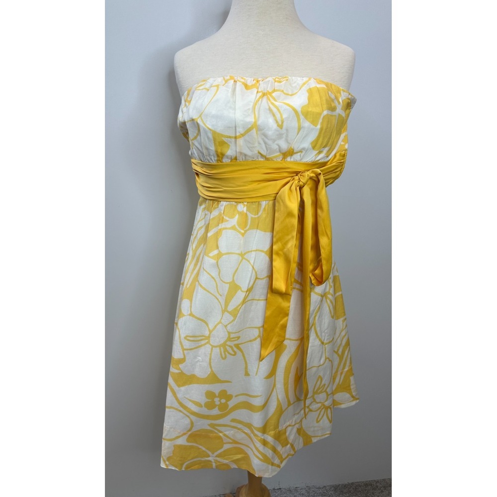 NEW The Limited Y2K Cotton Silk Floral Strapless Tube Dress Size 6 Babydoll Sash - Picture 3 of 16